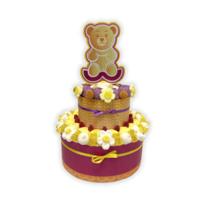 Torta 2 piani con grafica laterale e topper