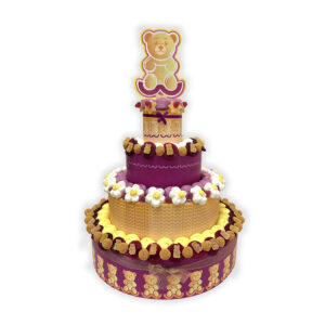 Torta 4 piani con grafica laterale e topper